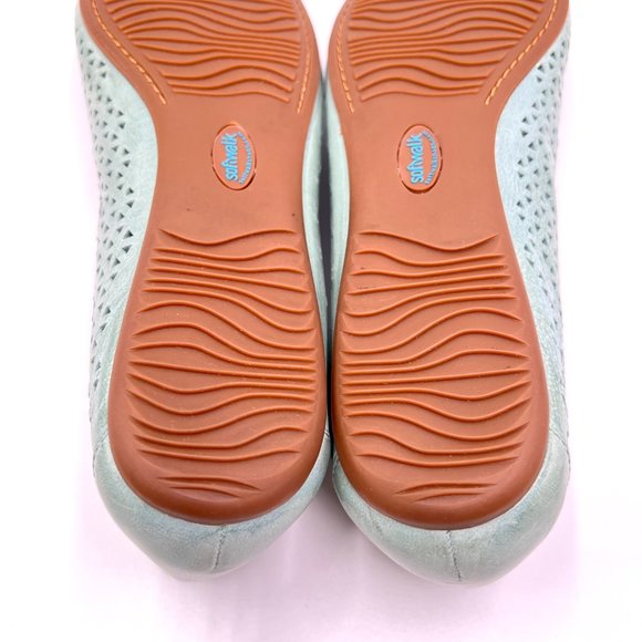 Softwalk Womens Size 9 Napa Laser Blue Green Leather Comfort Ballet Flats Shoes - Picture 12 of 13